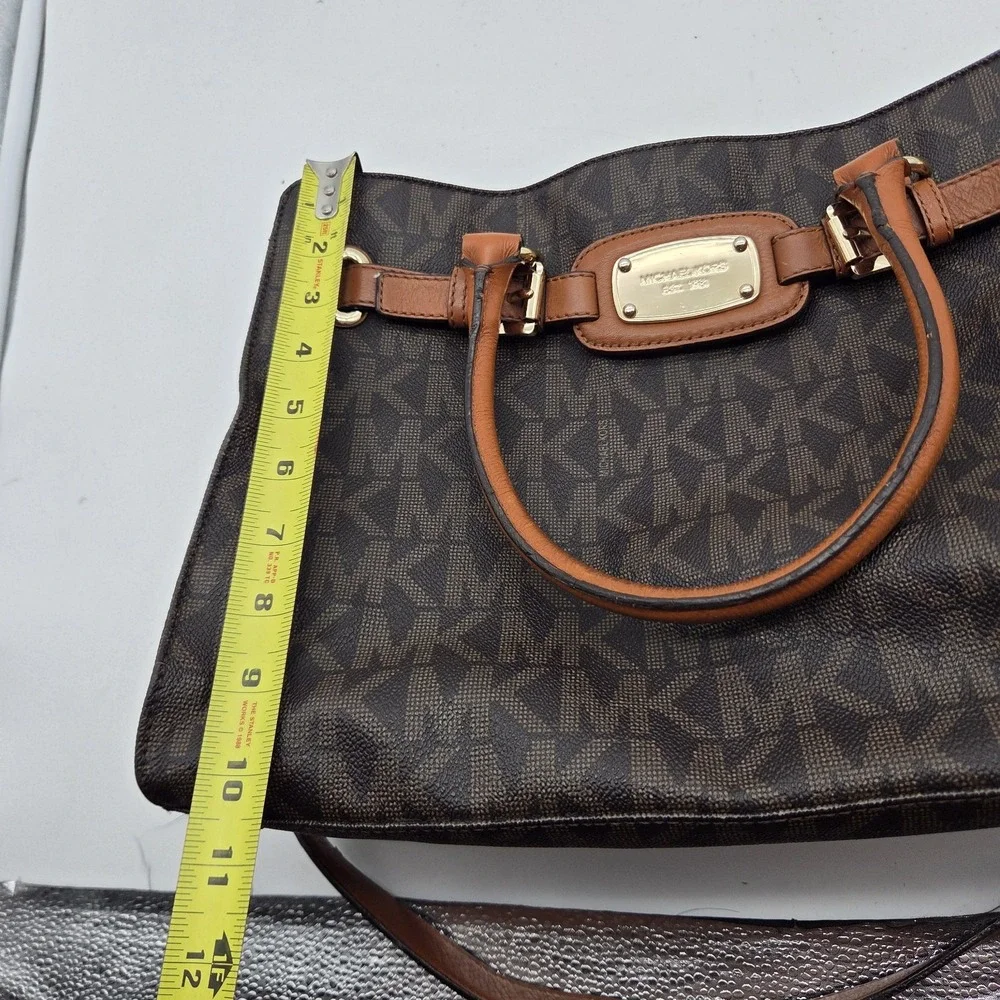 Michael Kors Hamilton Large Satchel Satchel/Top Handle Bag Logo Pattern Brown